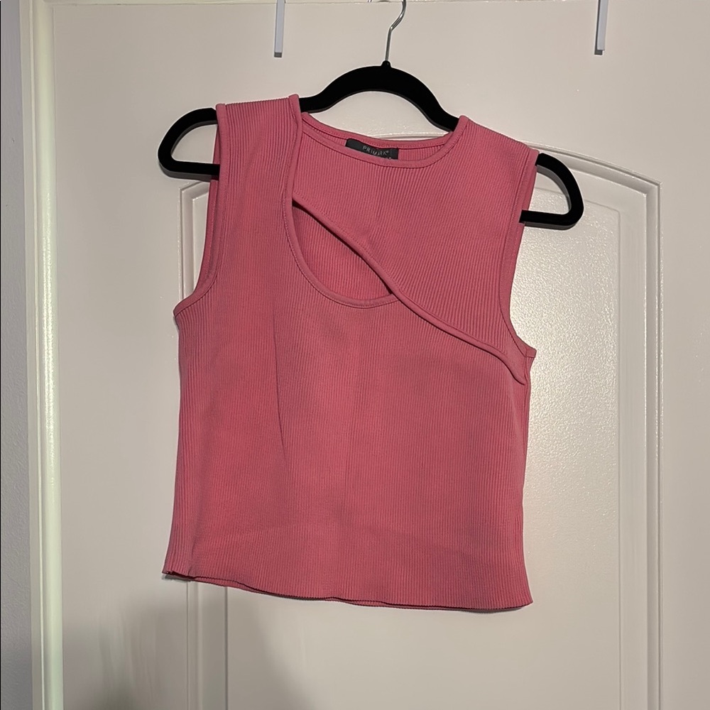Primark Orange Asymmetrical Sleeveless Crop Tank Top